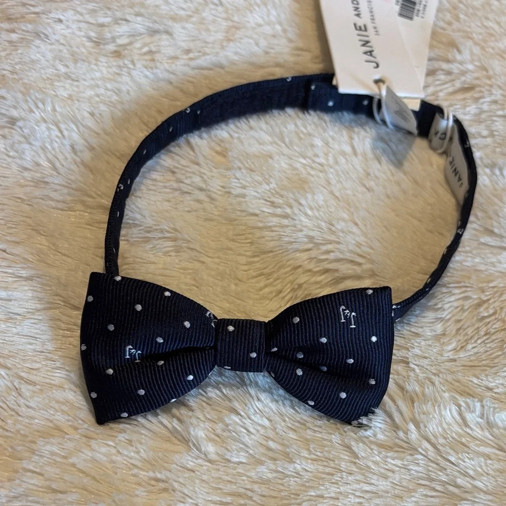 Janie and Jack Navy Polka Dot Bow Tie and Plaid Tie